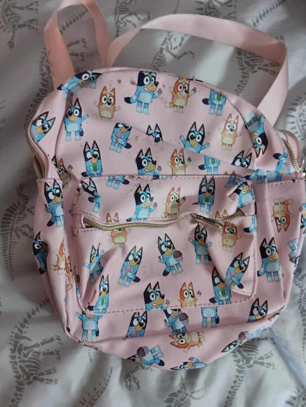 Bluey Pink Cartoon Character Kids Mini Backpack with Blue & Orange Accents